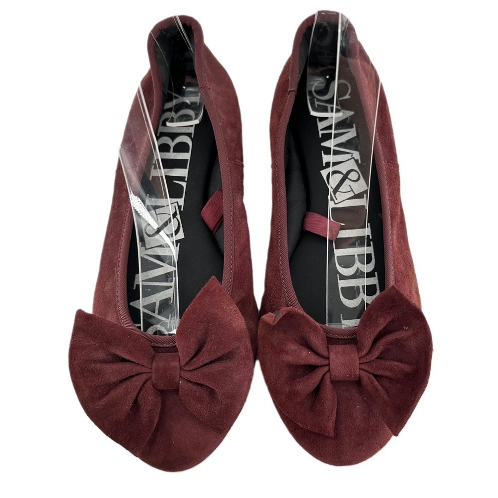 Sam and Libby womens flats size 6 burgundy suede bow ballet